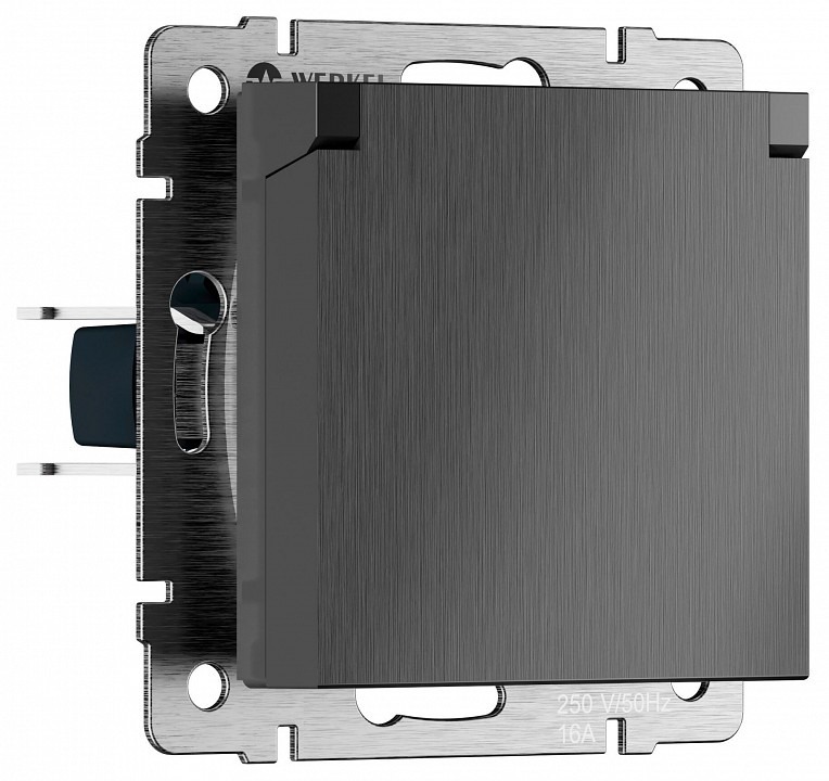 Фото Розетка влагозащищенная с заземлением и со шторкой, без рамки с крышкой Werkel графит рифленый W1171204 WRK_a069599 - интернет-магазин МегаТерем в Москве